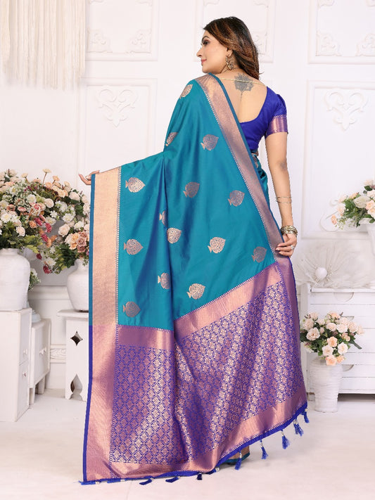 Elegant Soft Silk Blue Color Saree