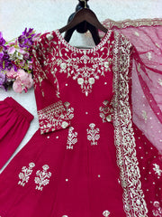 Stylish Pink Color Sequence Work Designer Gown