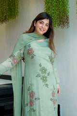 Exotic Green Color Digital Printed Anarkali Suit