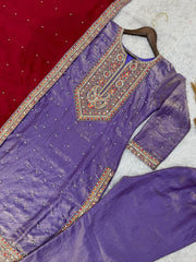 Shining Lavender Color With Heavy Work Salwar Suit