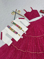 Stylish Red Georgette Ribbon Work Lehenga Choli