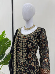 Captivating Gorgette Black Color Salwar Suit