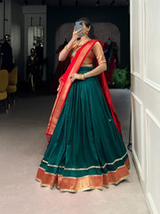 Trendy Green Vichitra Silk Zari Work Lehenga Choli