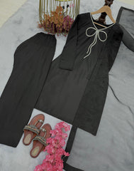 Stunning Sequence Work Black Color Palazzo Suit