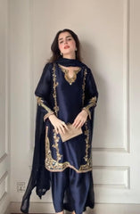 Navy Blue Color Fully Stitched Farshi Salwar Suit
