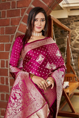 Marriage Special Kanjivaram Work Pink Color Heavy Saree