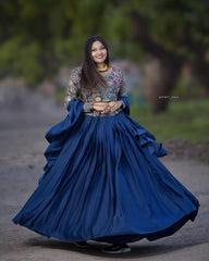 Attractive Embroidery Sequence Coding Blue Color Lehenga Choli