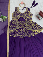 Preferable Purple Color Heavy Top With Lehenga