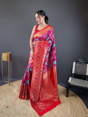 Gorgeous Silk Patola Weaving Rani Pink Color Saree