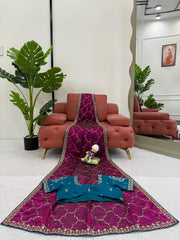 Festive Wear Wine Color Sequence Work Saree