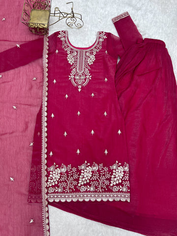 Captivating Sequence Work Pink Sharara Suit