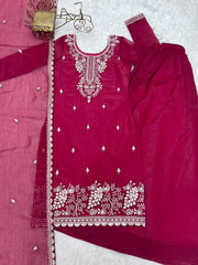 Captivating Sequence Work Pink Sharara Suit