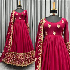 Gorgeous Maroon Color Sequence Embroidery Work Gown
