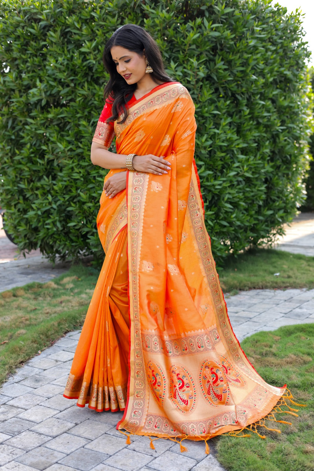 Demanding  Yellow Color Banarasi Kanchi Silk Saree