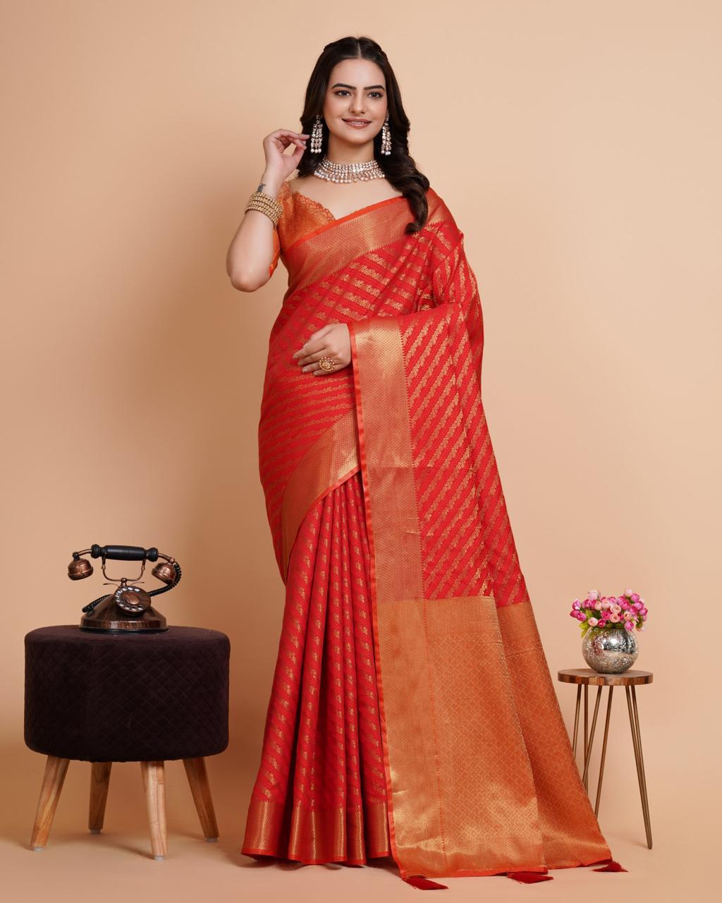 Glorious Jacquard Work Banarasi Silk Red Color Saree