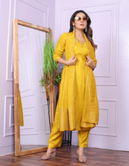 Haldi Wear Viscose Muslin Yellow Color Salwar Suit