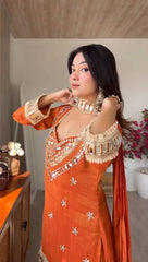 Innovative Fendy Silk Mirror Work Sharara Palazzo Set