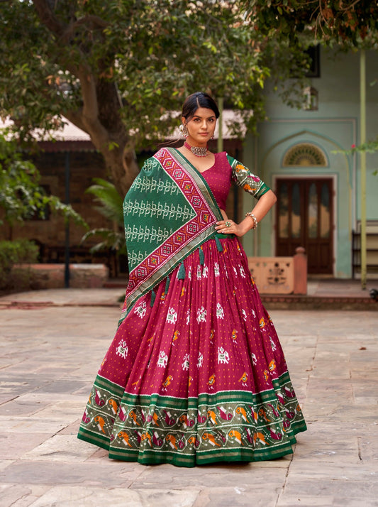 Presenting Patola Print With Foil Work Pink Color Lehenga Choli