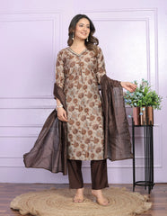 Superhit Brown Color Handwork Salwar Suit