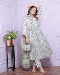 Innovative Charming Cotton Round Kurti Pant With Dupatta