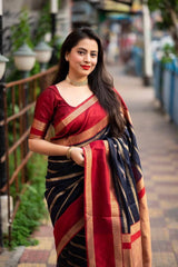 Charming Exclusive Jacquard Border Red Color Saree