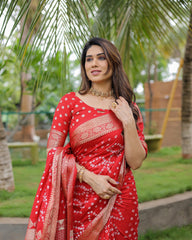 Captivating Pink Color Bandari  Style Saree