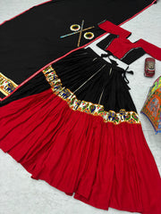 Stylish Red Cotton Gamathi Work Lehenga Choli