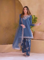 Pretty Blue Crepe Sequence Work Punjabi Style Palazzo Suit