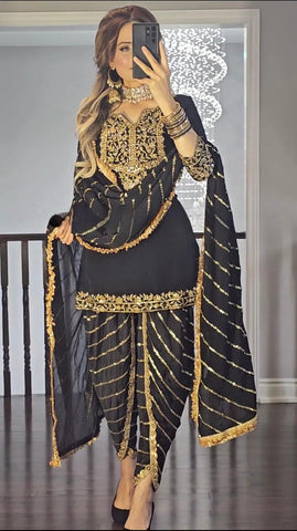 Good Looking Black Color Sequence Work Dhoti Suit