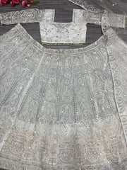Marriage Special Butterfly Net White Color Lehenga Choli
