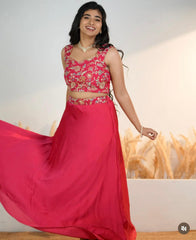 Party Wear Pink Color Embroidery Work Lehenga Choli