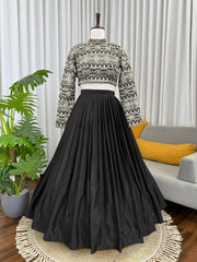 Wonderful Black Color Organza Lehenga Choli
