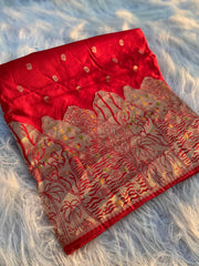 Designer Dola Silk Red Color Saree