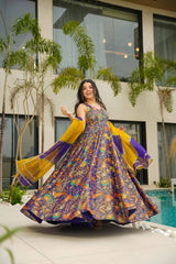 Fantastic Organza Silk Multi Color Anarkali Gown