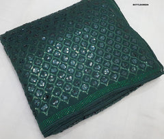 Awesome Georgette Sequins Work Green Color Saree
