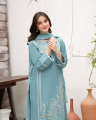Lovely Blue Roman Silk Sequence Work Palazzo Suit