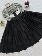 Wonderful Black Color Organza Lehenga Choli