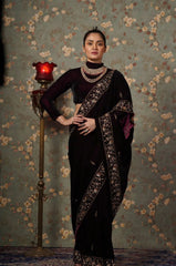 Superhit Sequins With Embroidery Work Maroon Color Designer saree