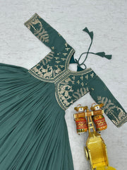 Beautiful Sequence Embroidery Work Silk Rama Color Gown