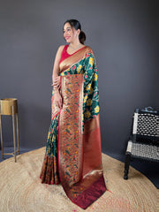 Gorgeous Silk Patola Weaving Green Color Saree