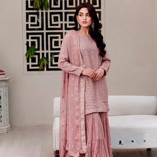 Function Wear Coding Dori Work Peach Color Sharara Suit