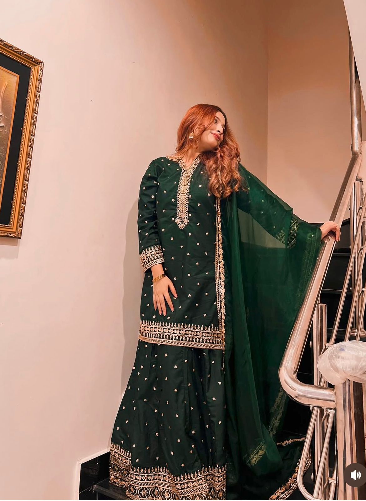 Elegant Green Color Sequence Work Top With Lehenga