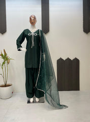 Captivating Beads Work Green Color Salwar Suit