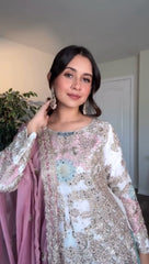 Stunning Georgette White Color Palazzo Suit