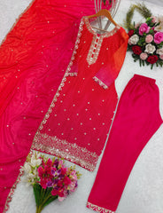 Awesome Digital Print Pink & Orange Color Salwar Suit