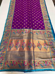 Festive Wear Meenakari Butti Purple Color Paithani Silk Saree