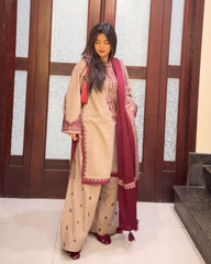 Gorgeous Peach Color Georgette Palazzo Suit