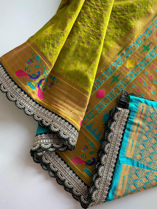Captivating Mustard Color Paithani Silk Saree
