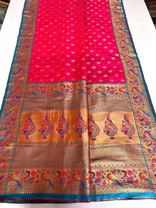 Festive Wear Meenakari Butti Pink Color Paithani silk Saree