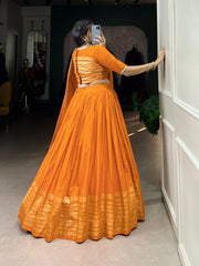 Designer Zari Weaving Work Orange Color Lehenga Choli